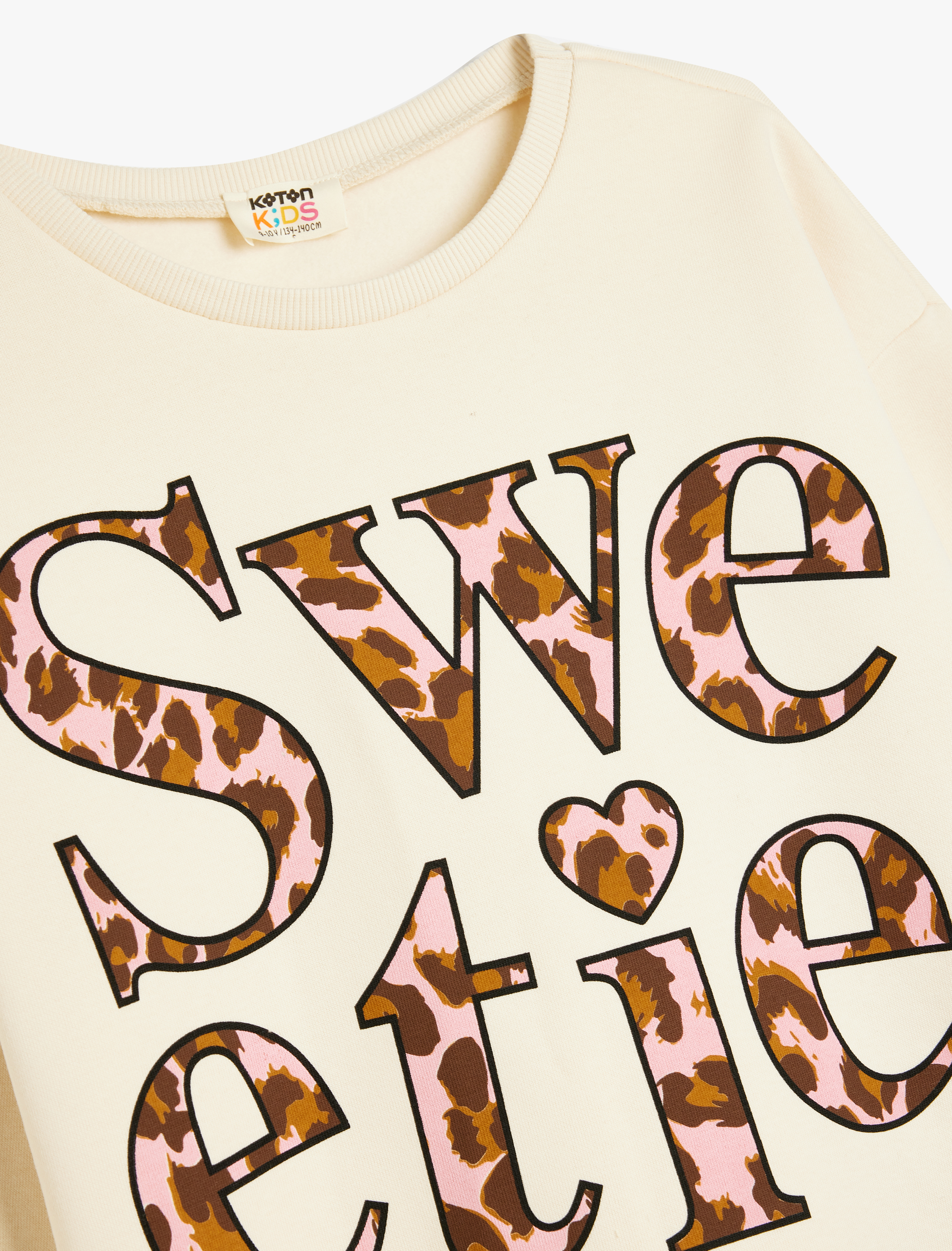  Kız Çocuk Slogan Baskılı Uzun Kollu Bisiklet Yaka Şardonlu Sweatshirt