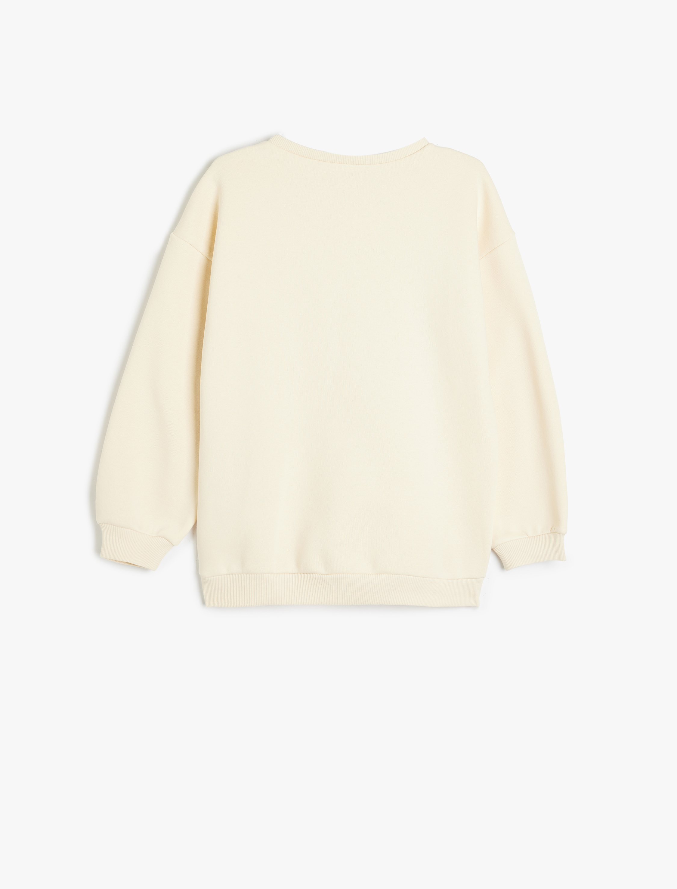  Kız Çocuk Slogan Baskılı Uzun Kollu Bisiklet Yaka Şardonlu Sweatshirt