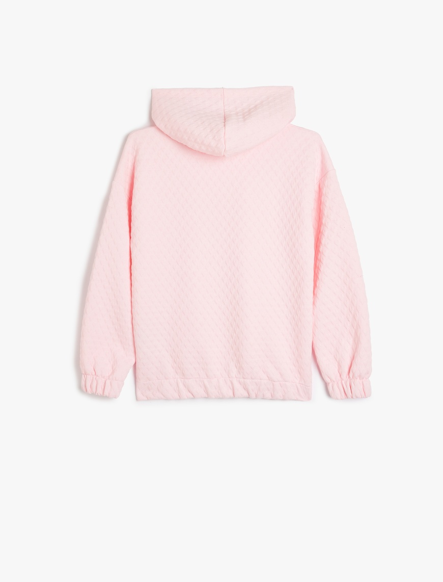  Kız Çocuk Uzun Kollu Viskon Karışımlı Basic Kapşonlu Sweatshirt