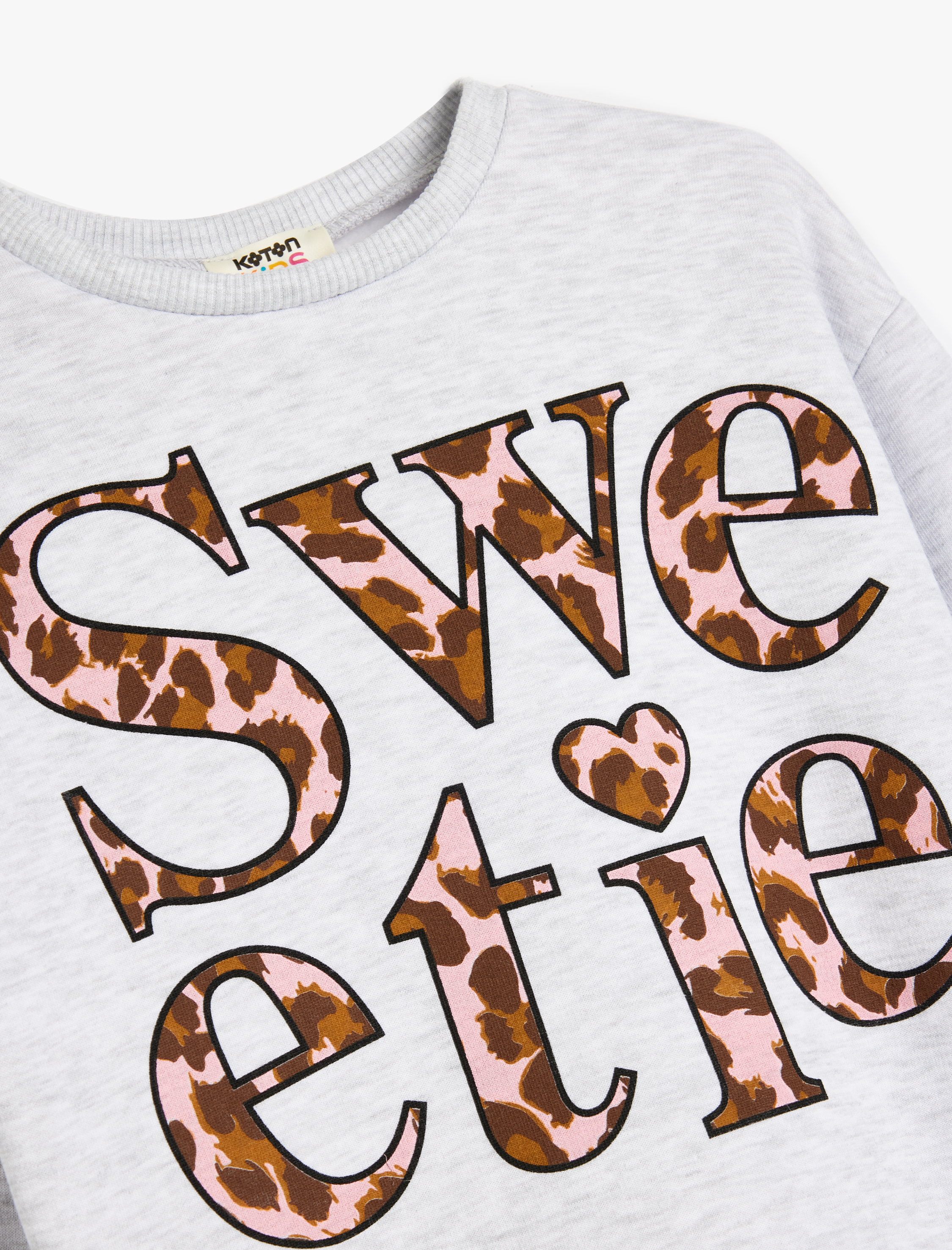  Kız Çocuk Slogan Baskılı Uzun Kollu Bisiklet Yaka Şardonlu Sweatshirt