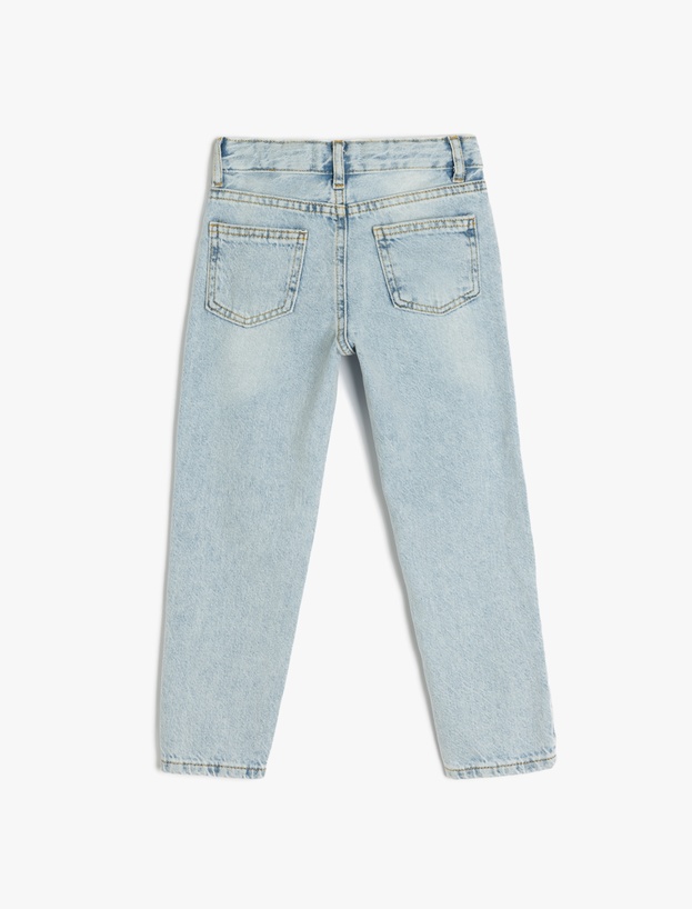 Pamuklu Beli Ayarlanabilir Lastikli Denim Pantolon_1