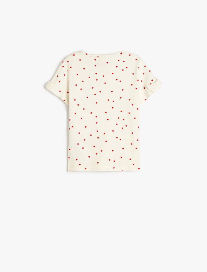 Kız Bebek Pamuklu Bisiklet Yaka Kısa Kollu Fiyonk Detaylı Tişört
