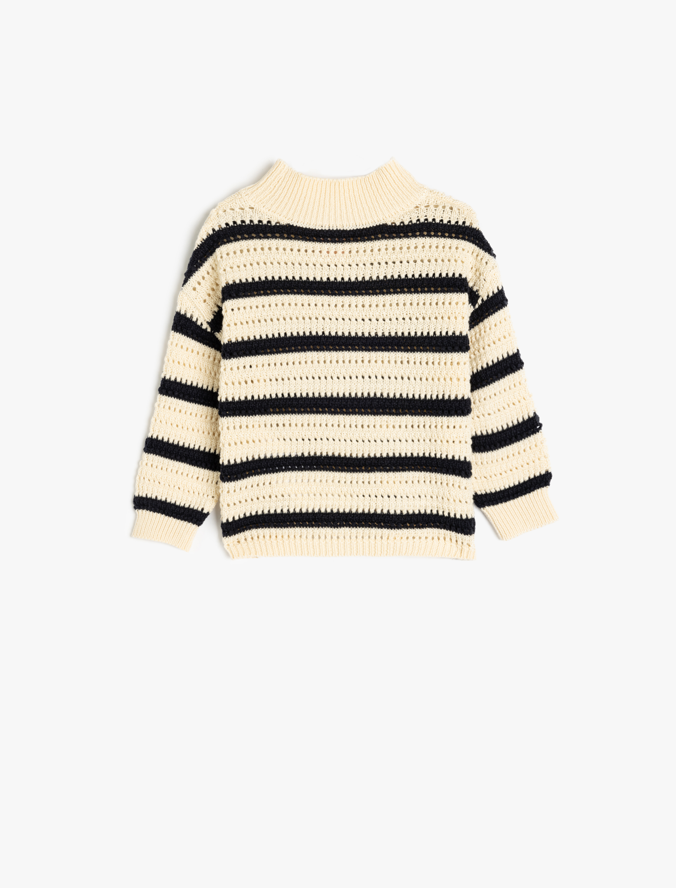  Kız Bebek Bisiklet Yaka Uzun Kollu Pamuk Karışımlı Crop Triko Kazak