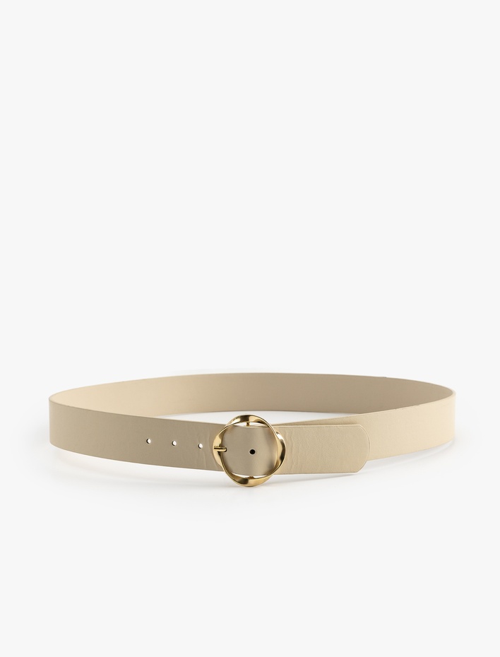 Kadın Geometrik Toka Detaylı Suni Deri Kemer