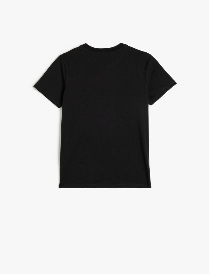 Erkek Çocuk Bisiklet Yaka Kısa Kollu Baskı Detaylı Pamuklu Tişört