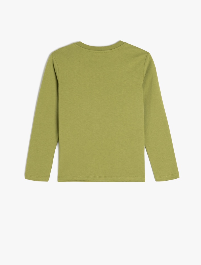 Erkek Çocuk Bisiklet Yaka Uzun Kollu Pamuklu Kaplan Baskılı Tişört