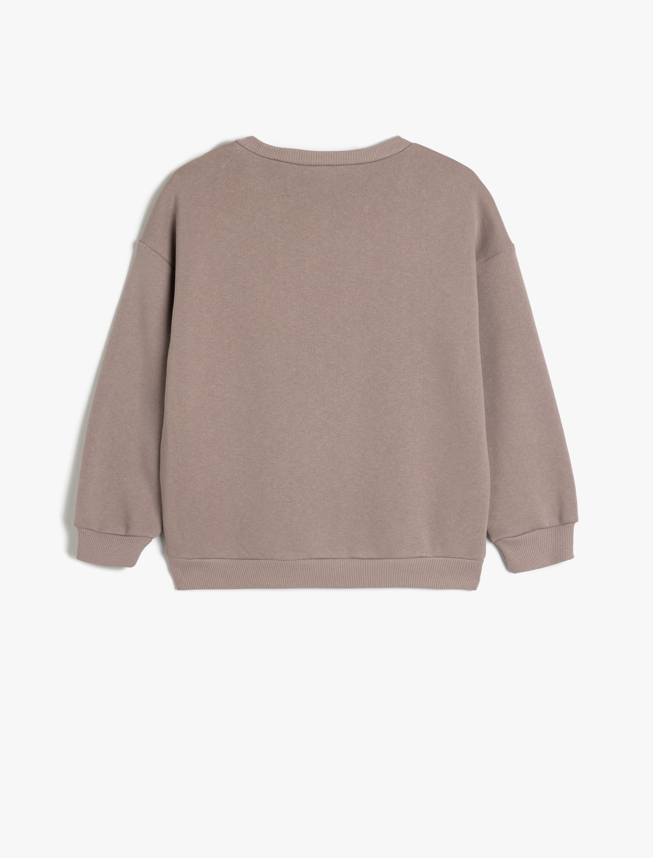  Kız Çocuk Bisiklet Yaka Uzun Kollu Slogan Baskılı Şardonlu Sweatshirt