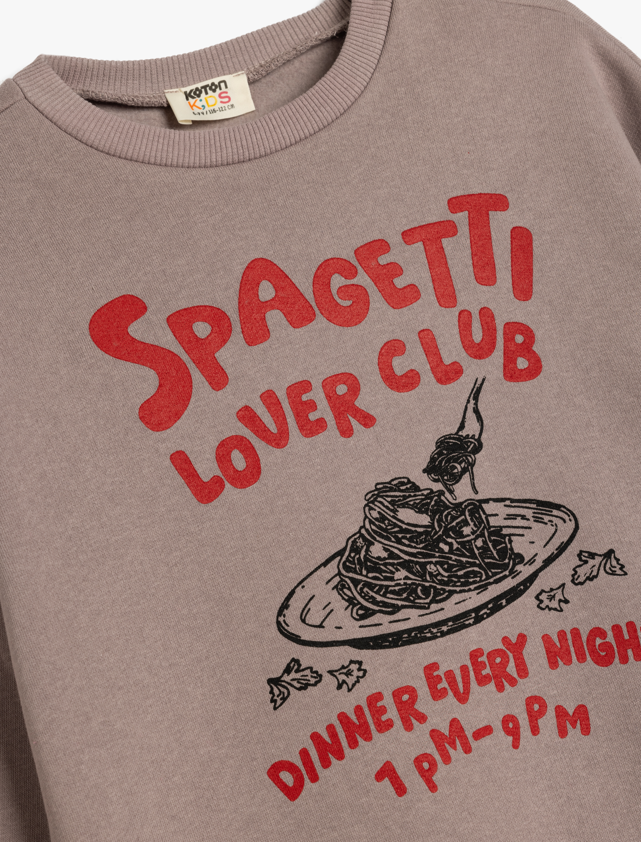  Kız Çocuk Bisiklet Yaka Uzun Kollu Slogan Baskılı Şardonlu Sweatshirt