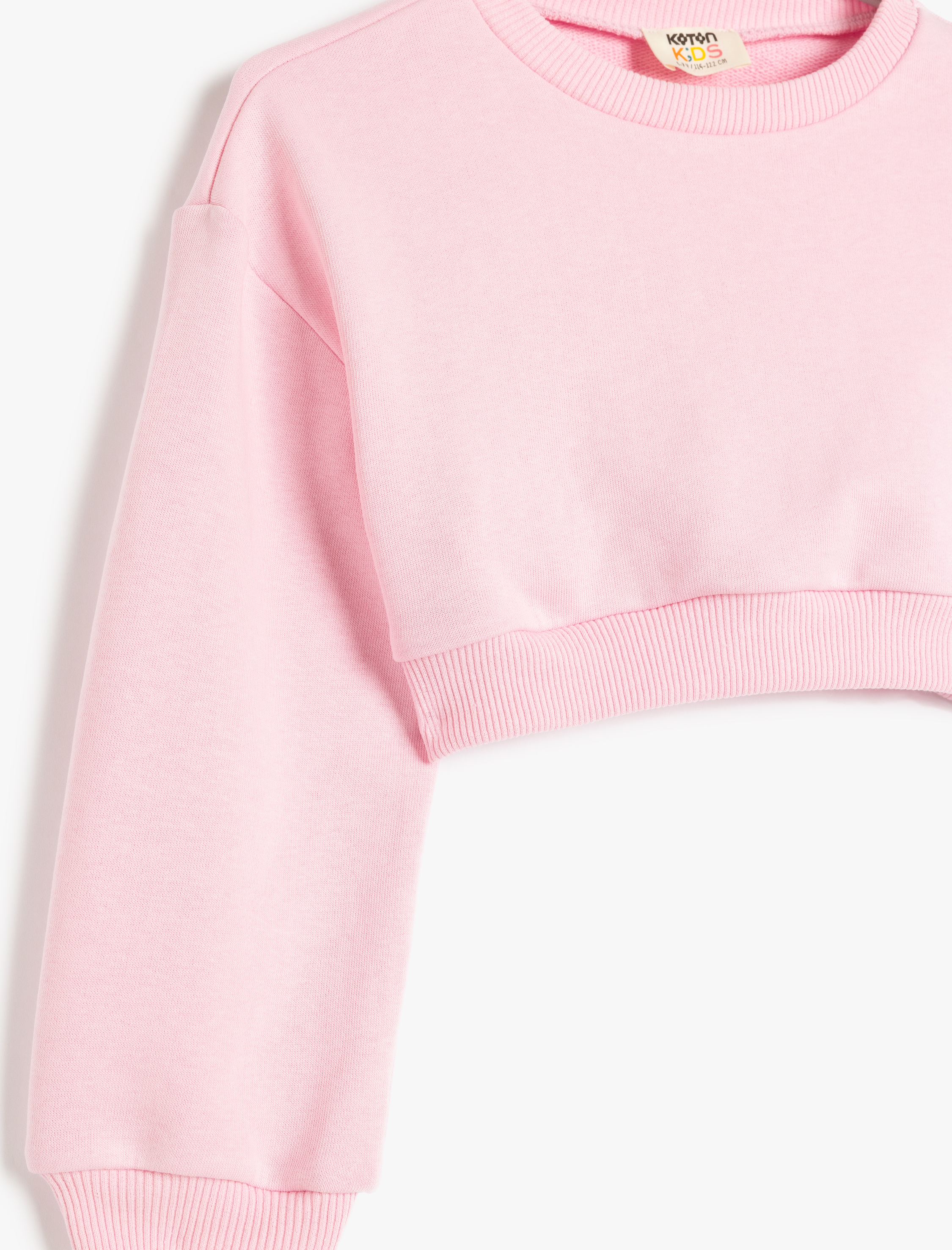  Kız Çocuk Bisiklet Yaka Uzun Kollu Basic Crop Sweatshirt