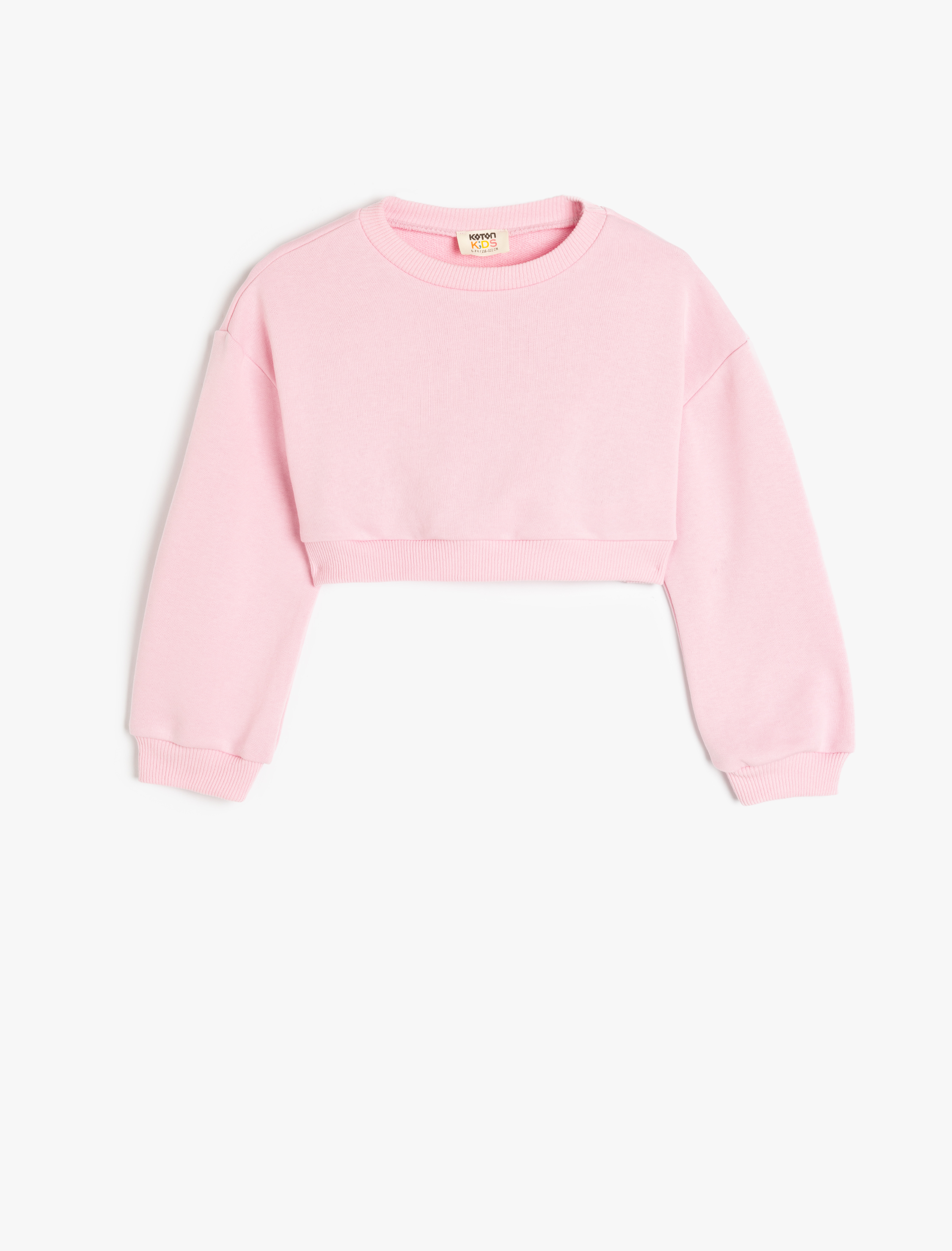 Koton Bisiklet Yaka Uzun Kollu Basic Crop Sweatshirt -1
