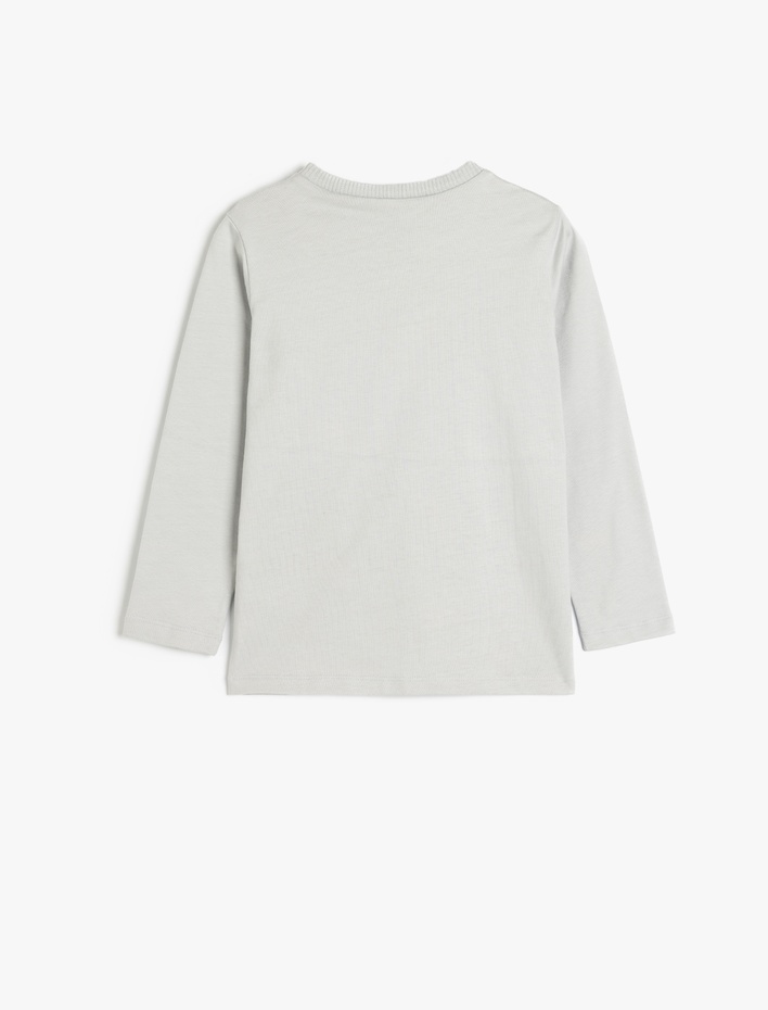 Erkek Çocuk Oyun Temalı Baskılı Bisiklet Yaka Uzun Kollu Pamuklu Tişört