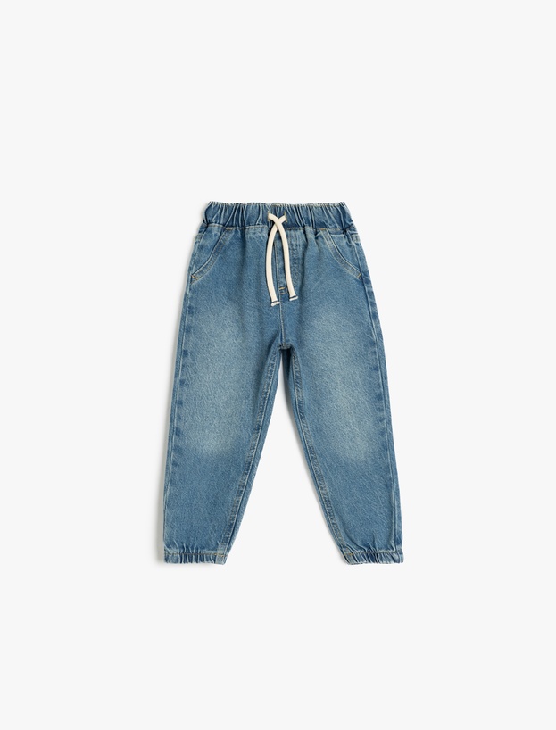 Beli Bağcıklı Pamuklu Jogger Denim Pantolon_0
