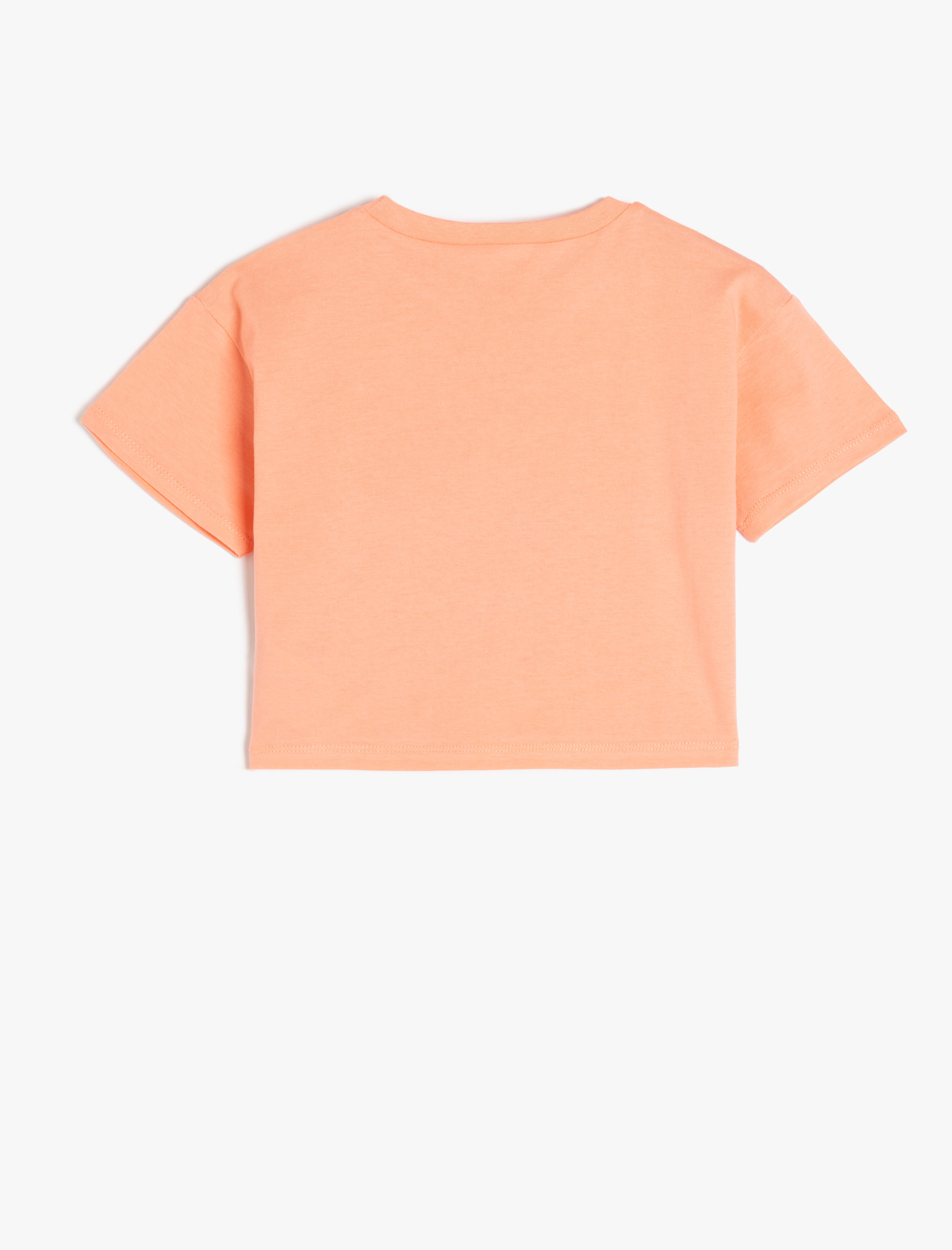  Kız Çocuk Bisiklet Yaka Kısa Kollu Pamuklu Crop Tişört