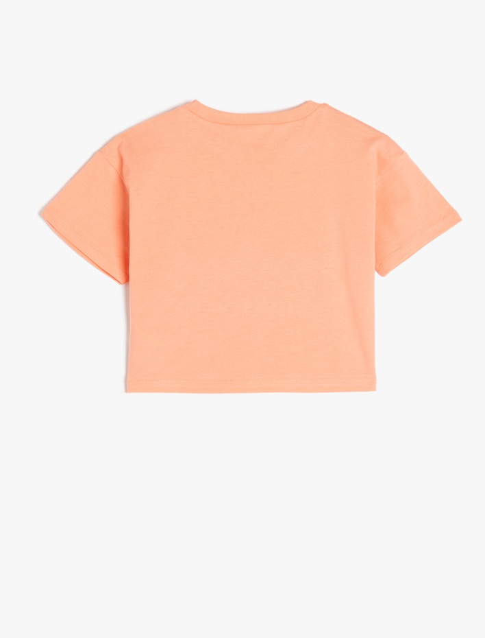 Kız Çocuk Bisiklet Yaka Kısa Kollu Pamuklu Crop Tişört