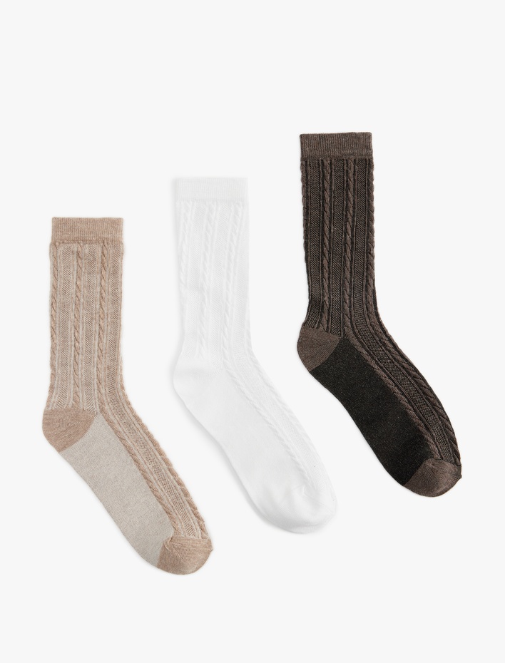 Kadın 3'lü Çorap Seti Dokulu