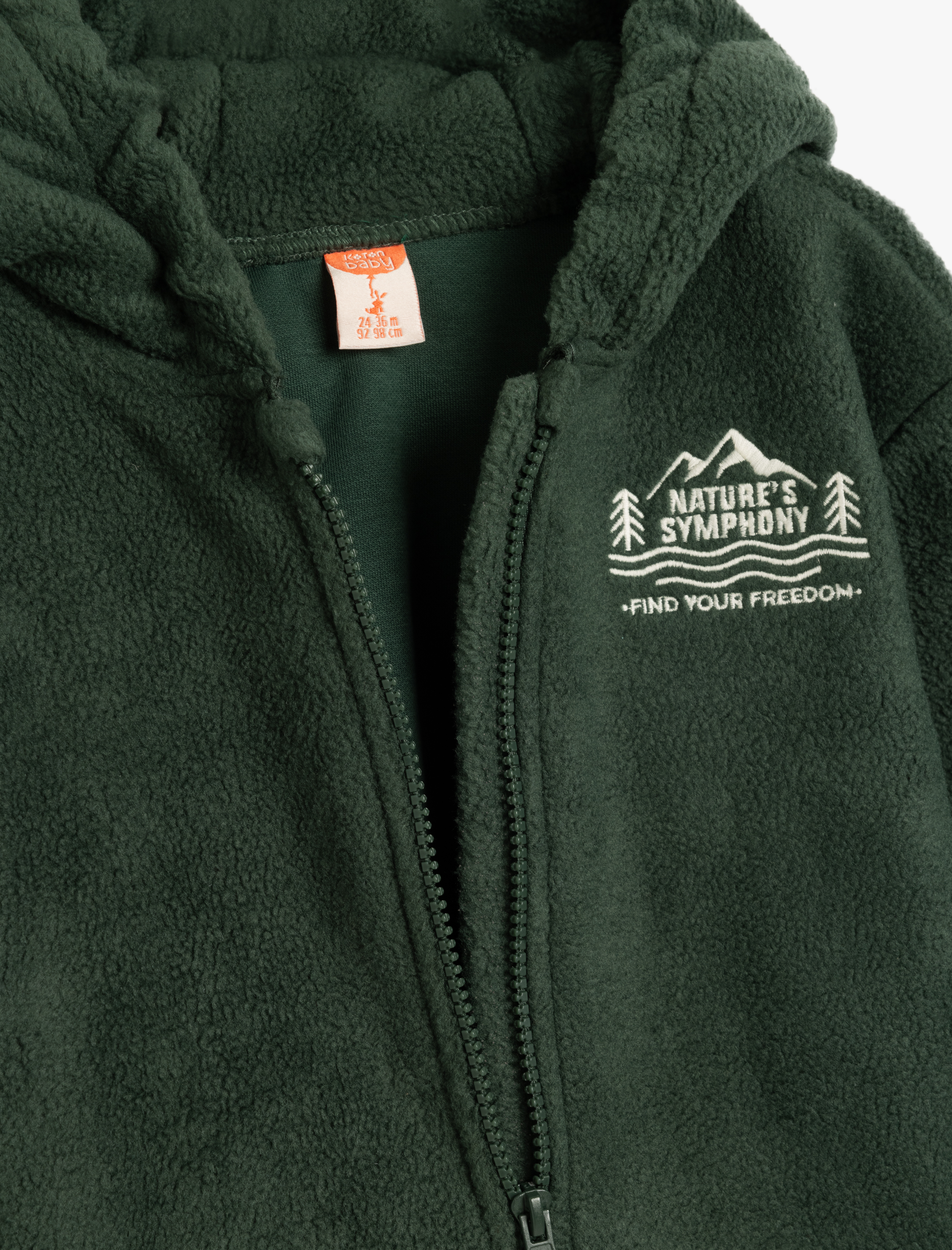 Erkek Bebek Kapşonlu Fermuar Kapamalı Uzun Kollu Polar Sweatshirt