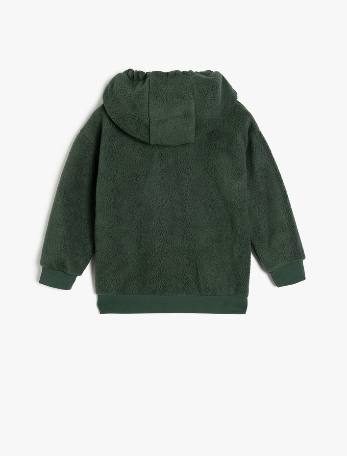 Erkek Bebek Kapşonlu Fermuar Kapamalı Uzun Kollu Polar Sweatshirt