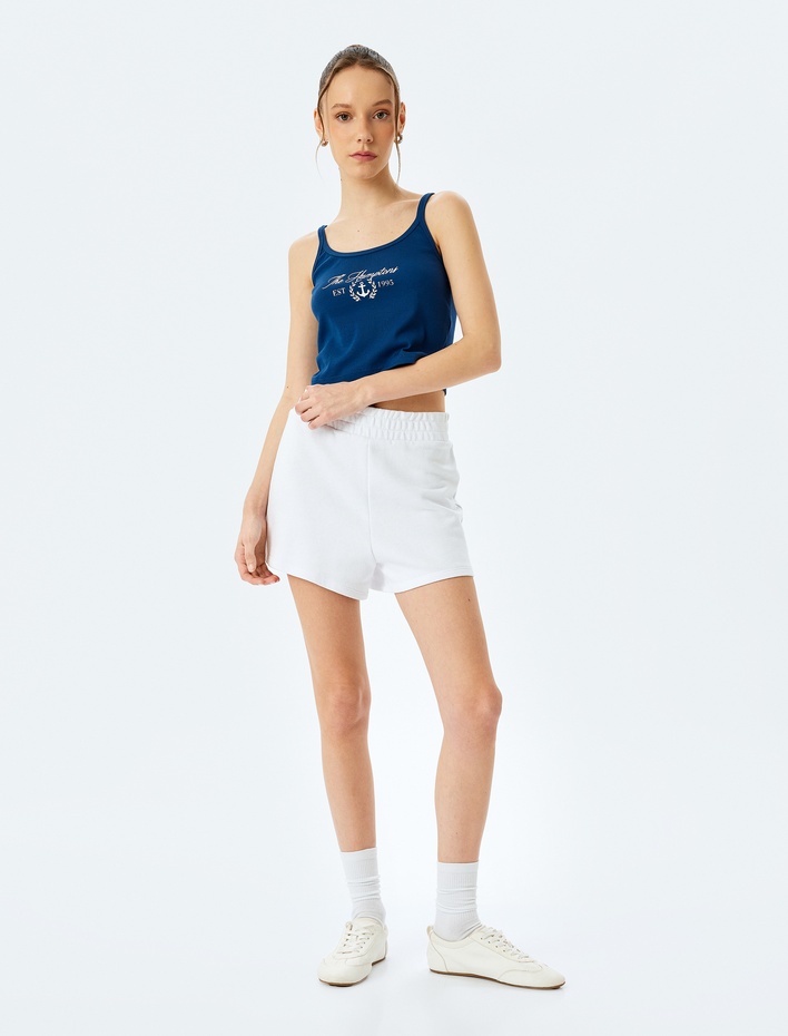  Baskı Detaylı Ribanalı Pamuklu Askılı Atlet