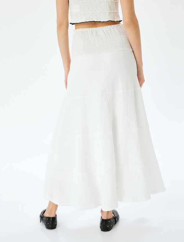 Yüksek Bel Bürümcük Gipeli Oversize Midi Etek_3
