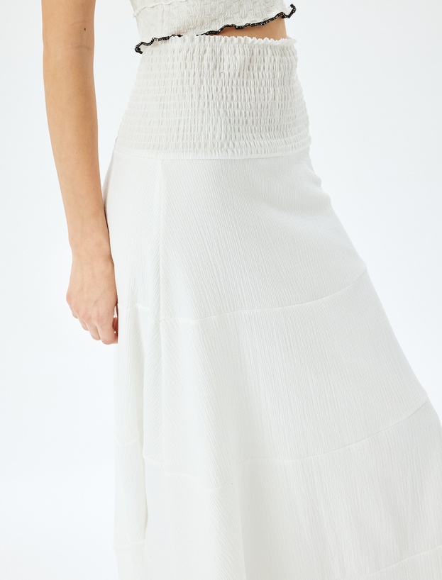 Yüksek Bel Bürümcük Gipeli Oversize Midi Etek_4