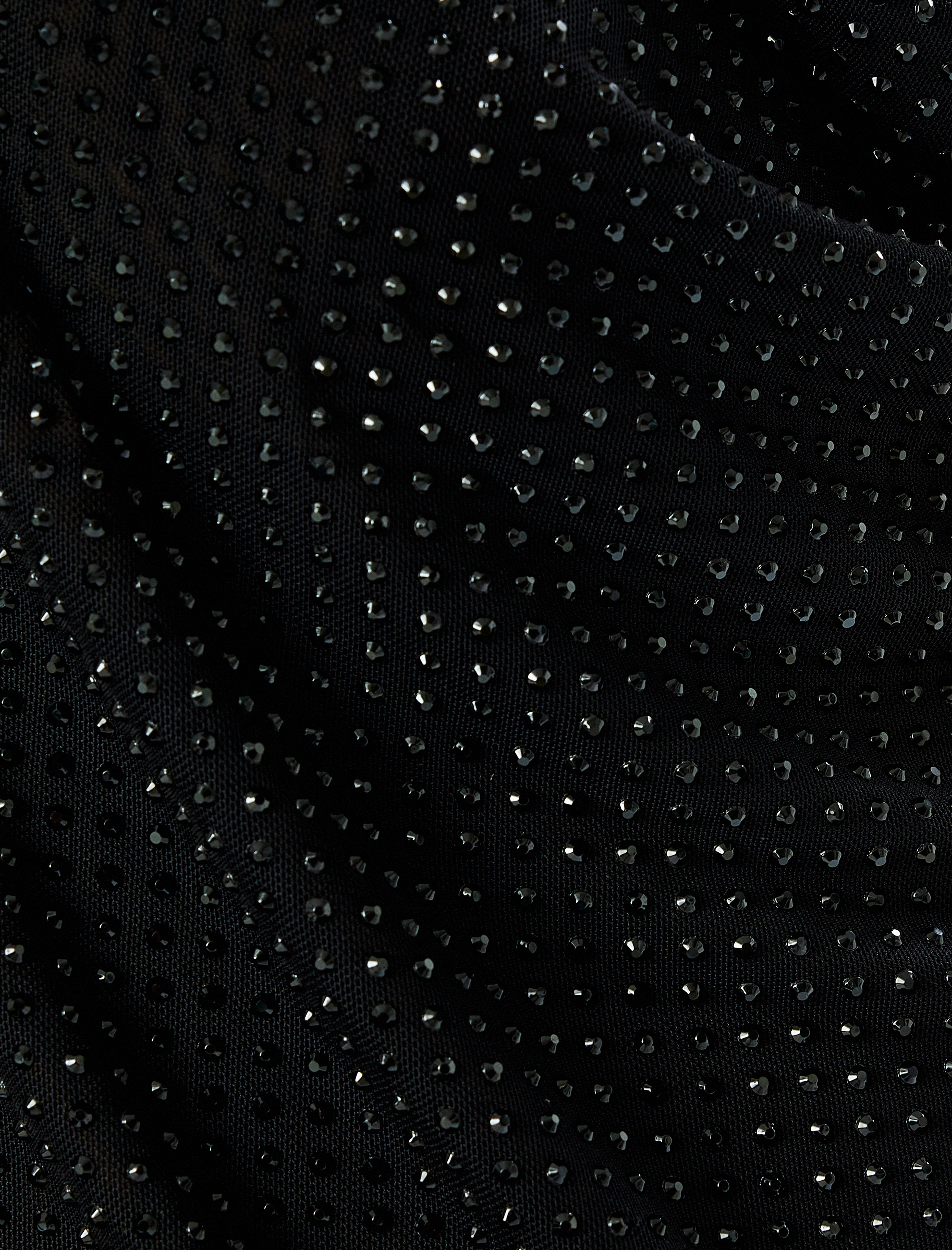   Arkası Transparan Tül Uzun Kollu Pullu Payetli Degaje Yaka Bluz