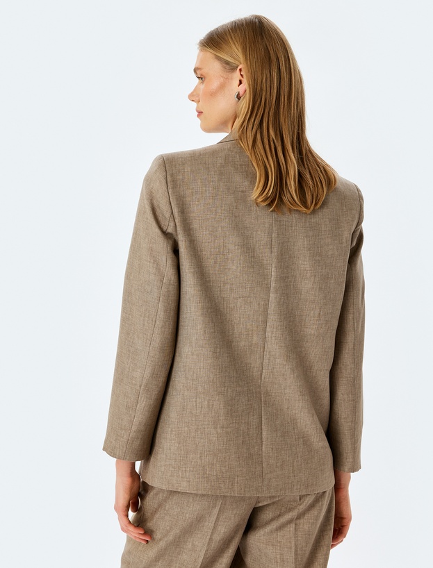Kapaklı Cep Detaylı Kruvaze Oversize Blazer Ceket_3