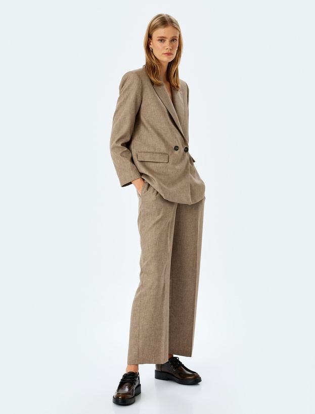 Kapaklı Cep Detaylı Kruvaze Oversize Blazer Ceket_1
