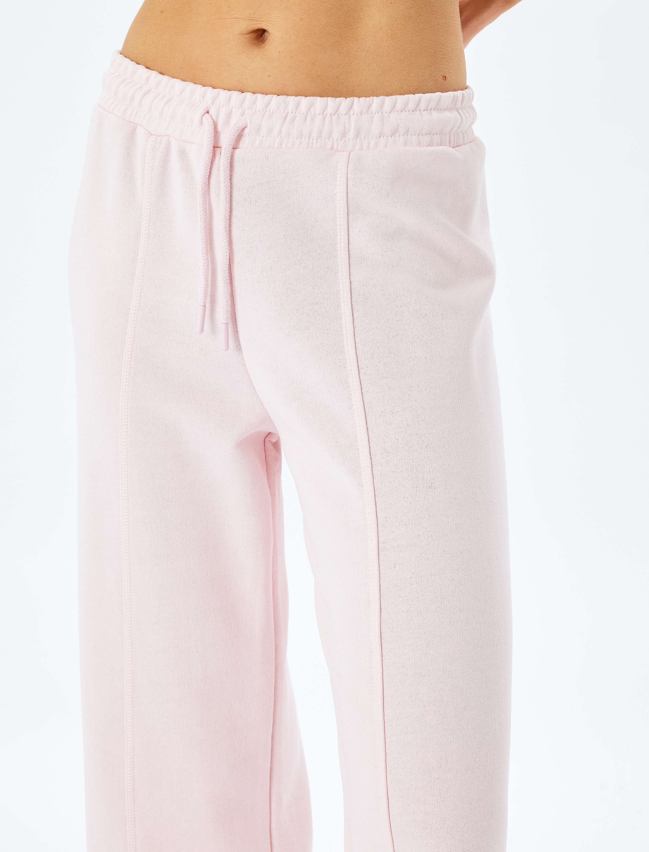   Beli Bağcıklı Geniş Paça Nervürlü Eşofman Altı