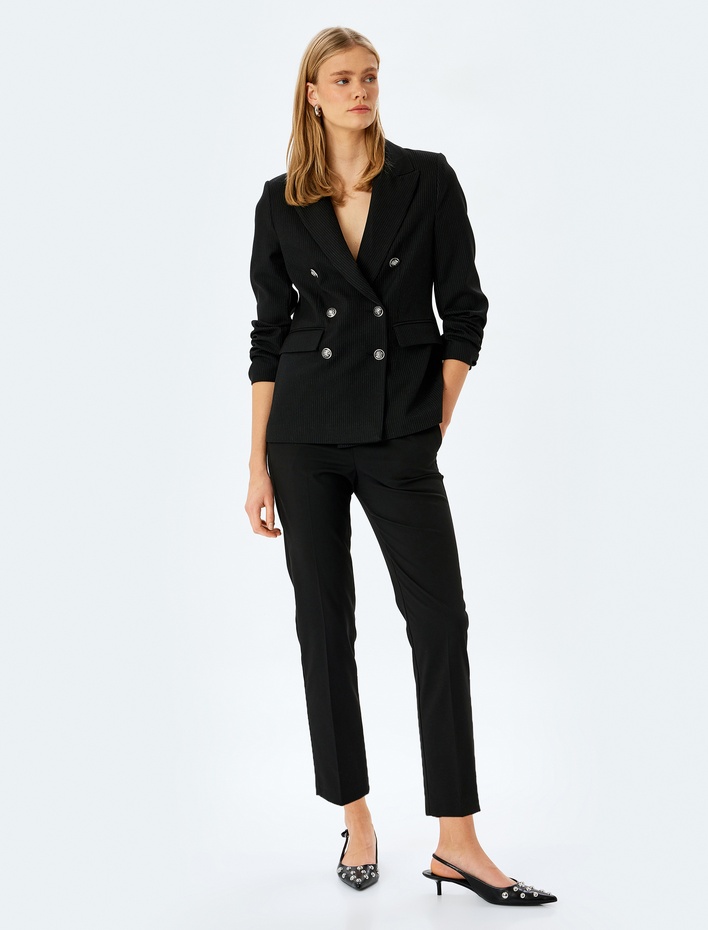  Yüksek Bel Slim Fit Cepli Cigarette Pantolon