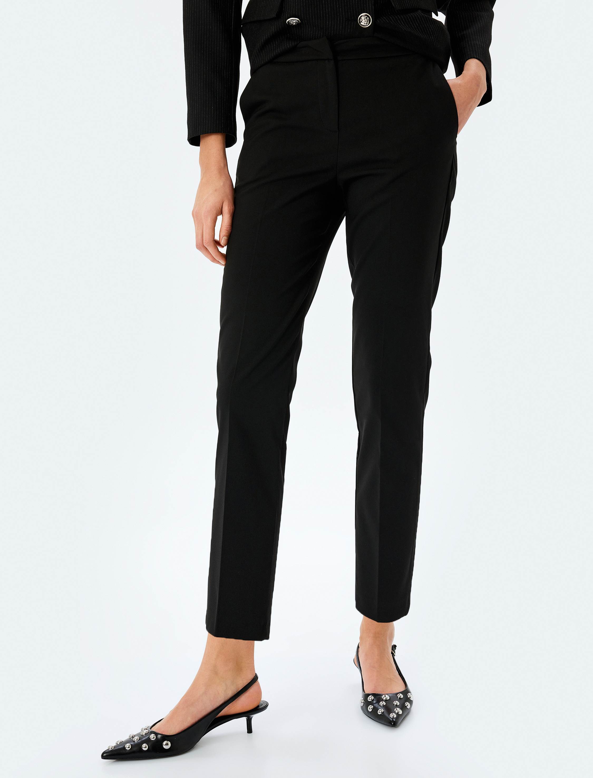   Yüksek Bel Slim Fit Cepli Cigarette Pantolon