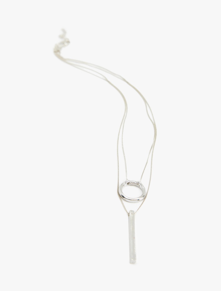 Kadın Çift Sıra Geometrik Zincir Kolye