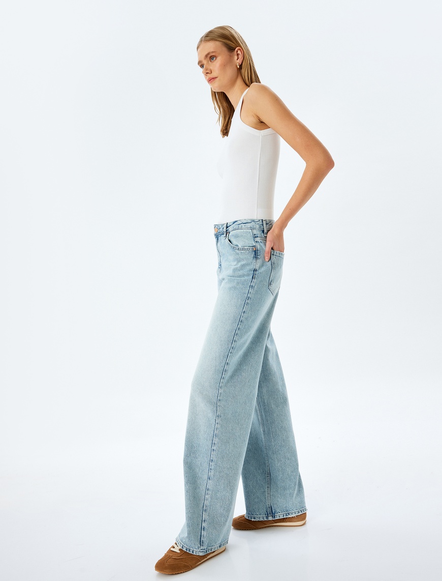   Normal Bel Loose Straight Fit Jean Pantolon