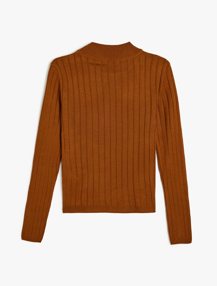  Dik Yaka Uzun Kollu Triko Basic Kazak