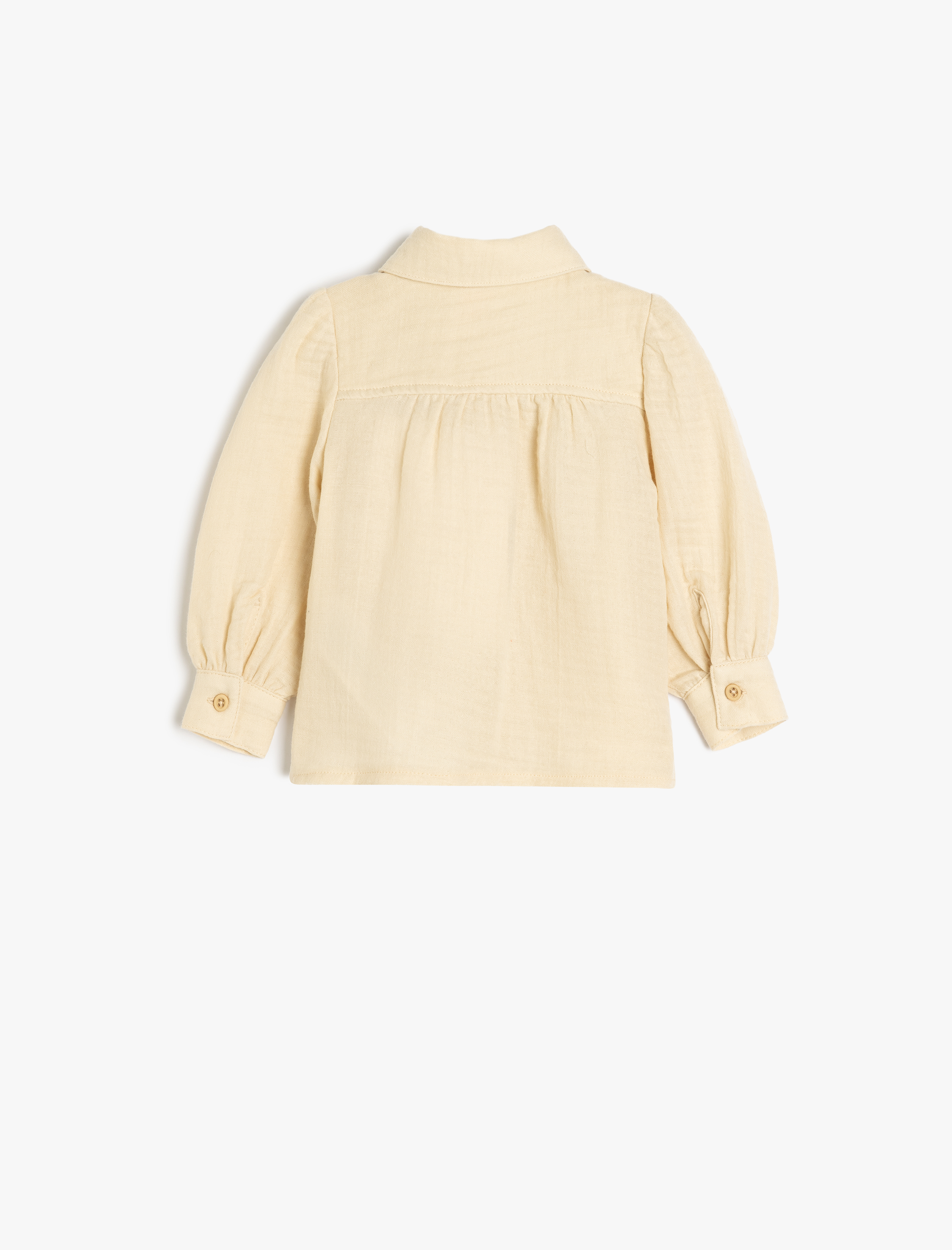  Kız Bebek Pamuklu Nakış Detaylı Uzun Kollu Gömlek