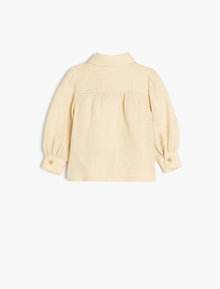 Kız Bebek Pamuklu Nakış Detaylı Uzun Kollu Gömlek