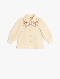 Pamuklu Nakış Detaylı Uzun Kollu Gömlek