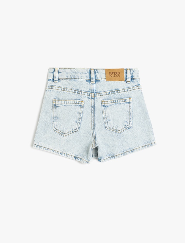 Pamuklu Düğme Detaylı Kruvaze Denim Şort Etek_1