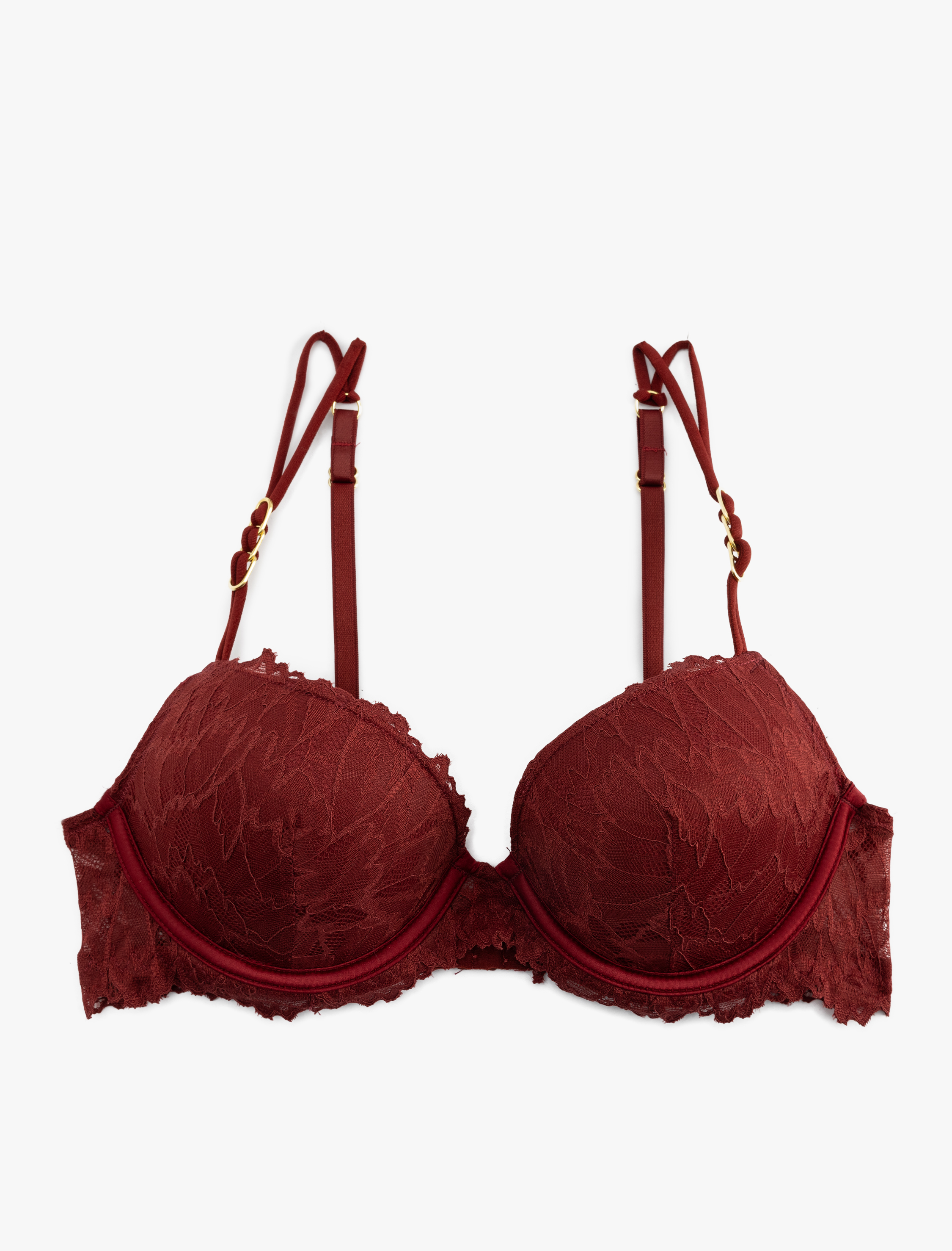   Metal Aksesuar Detaylı Dantelli Ekstra Dolgulu Sütyen