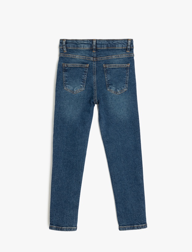 Pamuklu Cep Detaylı Denim Pantolon - Skinny Jean_1