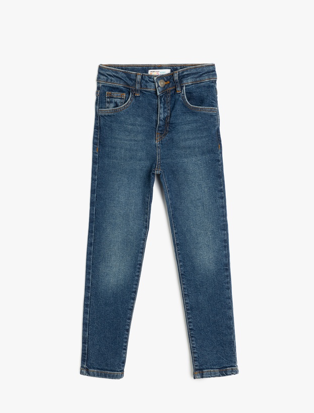 Pamuklu Cep Detaylı Denim Pantolon - Skinny Jean_0