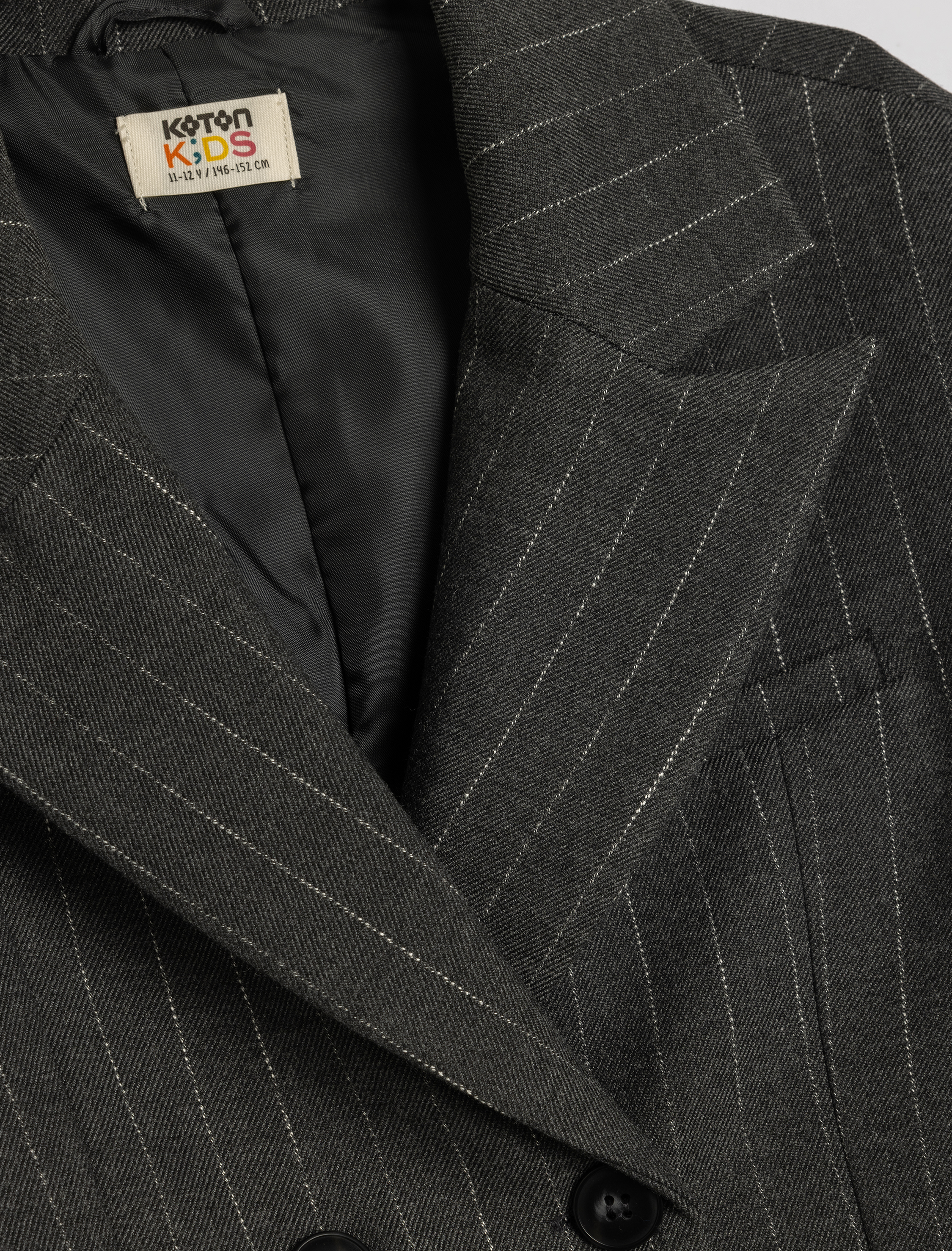  Kız Çocuk Kruvaze Yaka Uzun Kollu Düğme Detaylı Crop Blazer Ceket