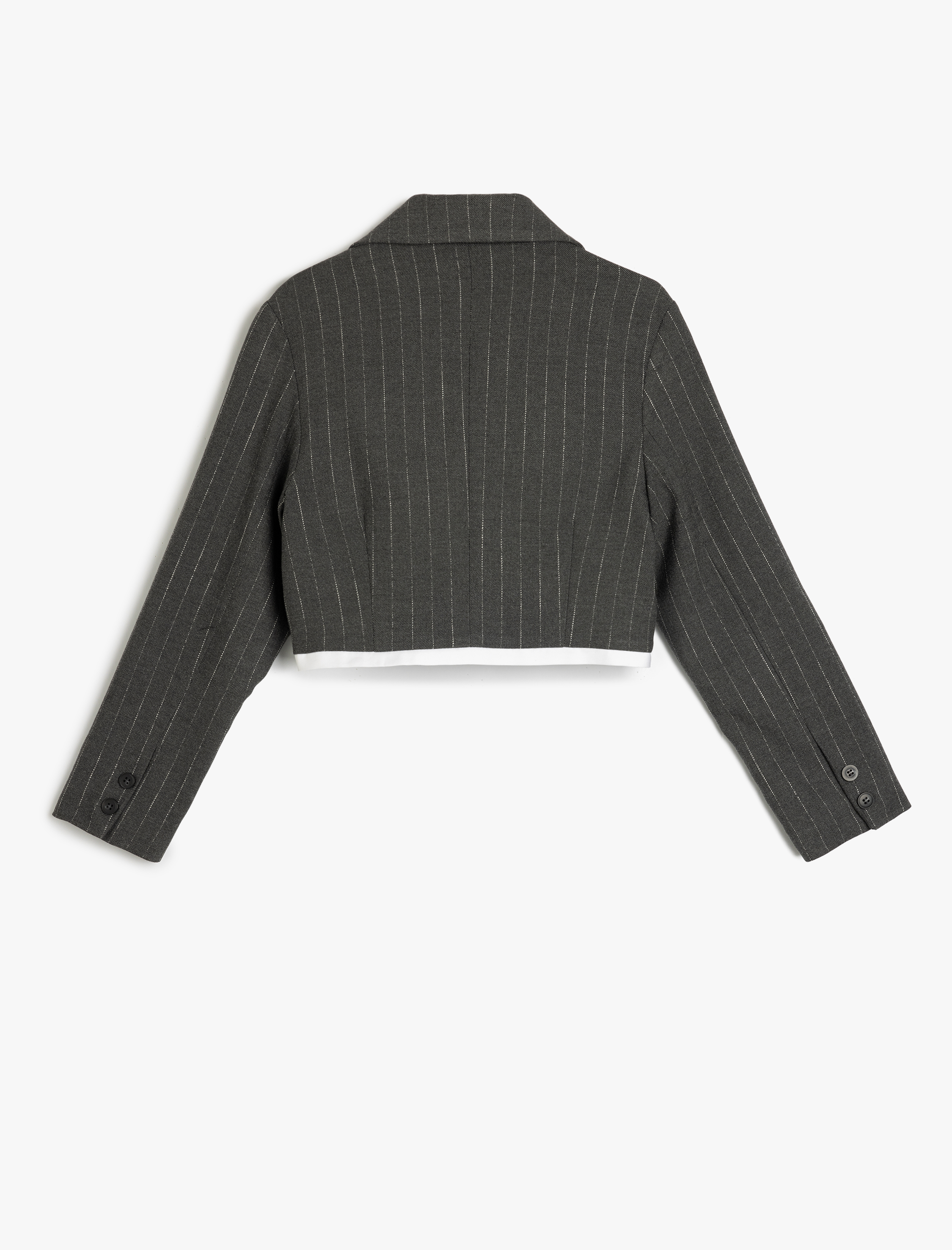  Kız Çocuk Kruvaze Yaka Uzun Kollu Düğme Detaylı Crop Blazer Ceket