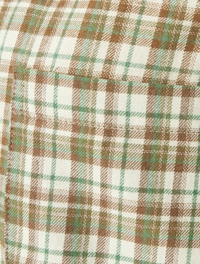 Pamuklu Gömlek Yaka Uzun Kollu Ekose Pijama Üstü_5