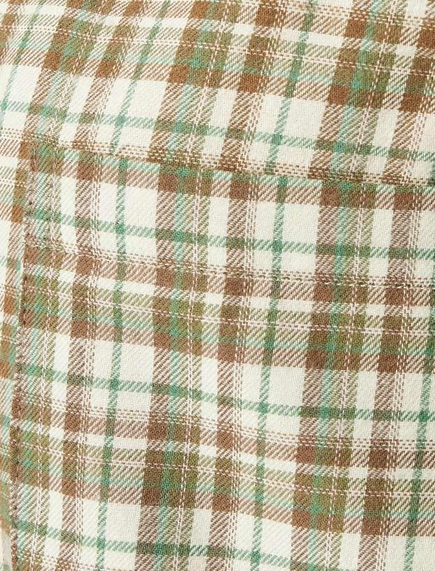 Pamuklu Gömlek Yaka Uzun Kollu Ekose Pijama Üstü_5