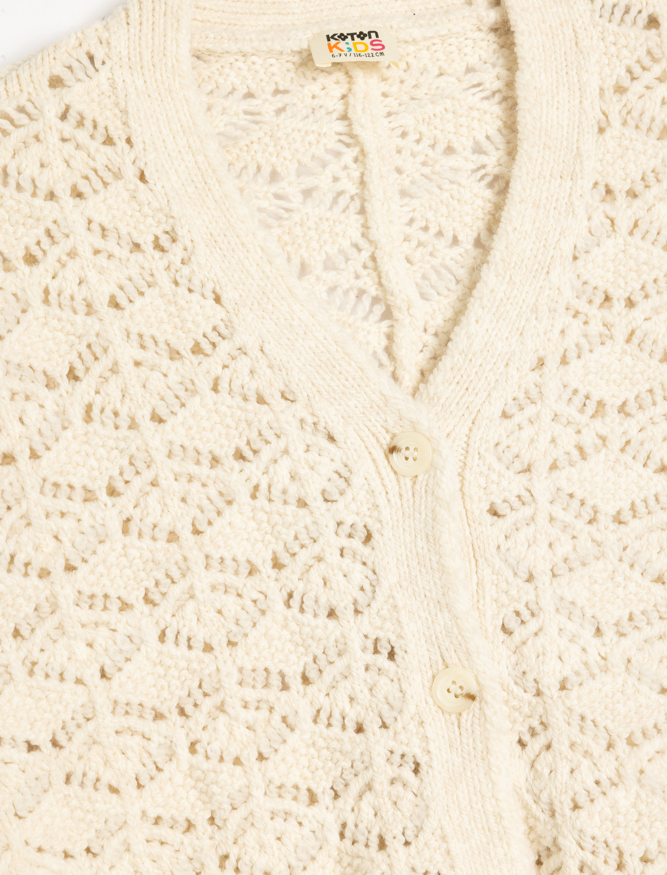  Kız Çocuk Düğme Kapamalı V Yaka Püskül Detaylı Triko Panço