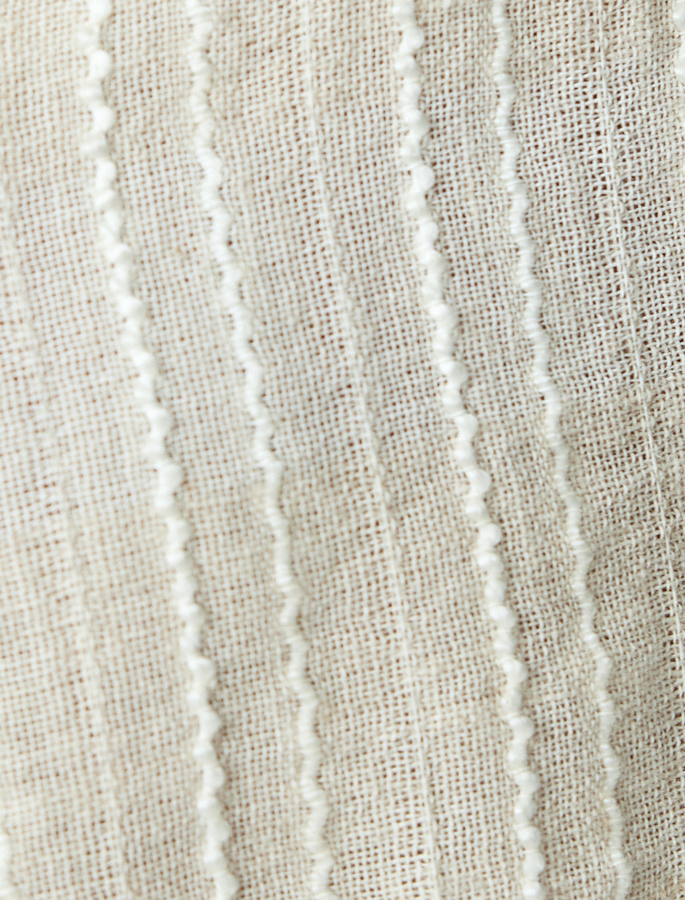   Keten Karışımlı Uzun Kollu Düğmeli Dokulu Mandarin Yaka Bluz