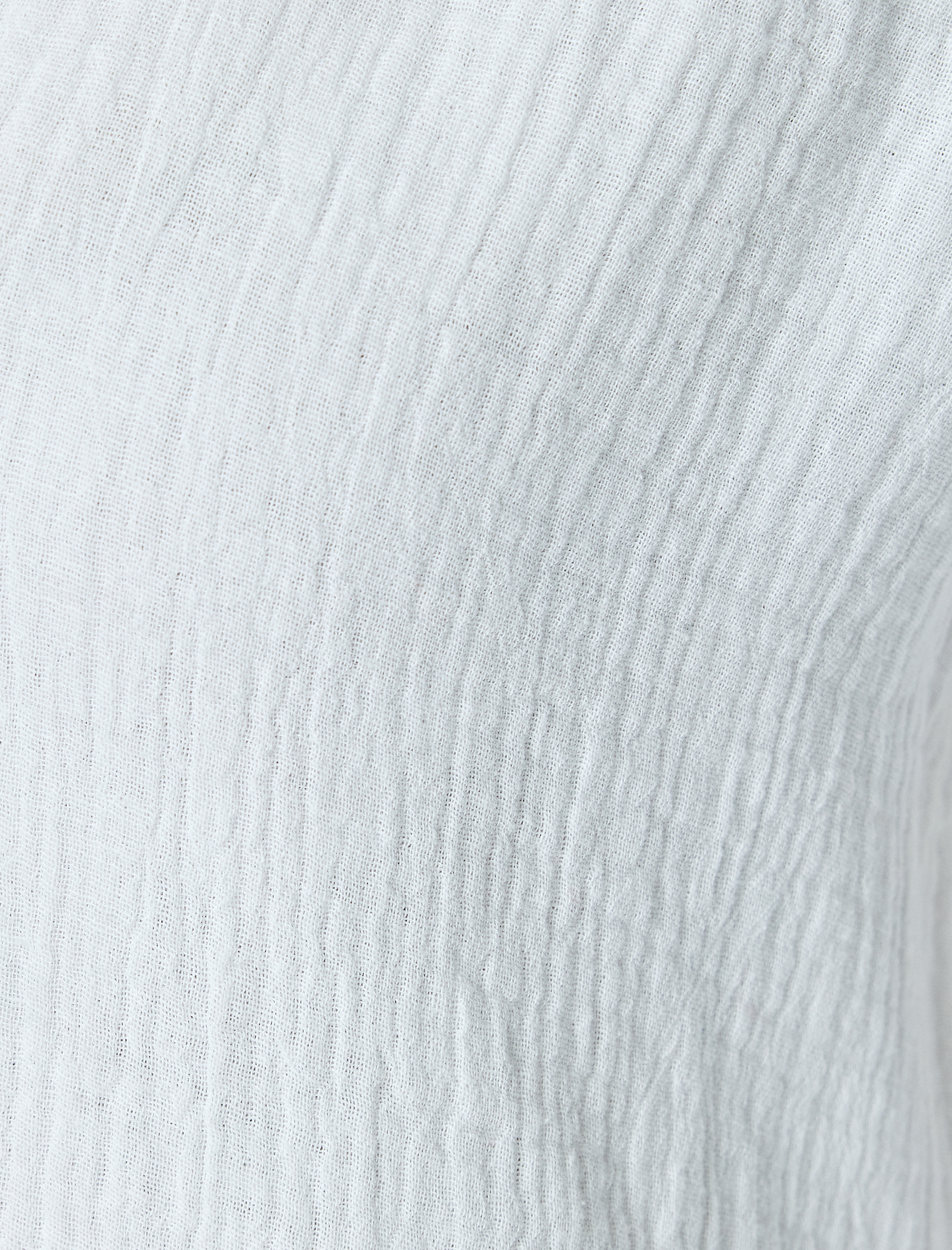   Pamuklu Katmanlı V Yaka Kısa Balon Kollu Mini Müslin Elbise