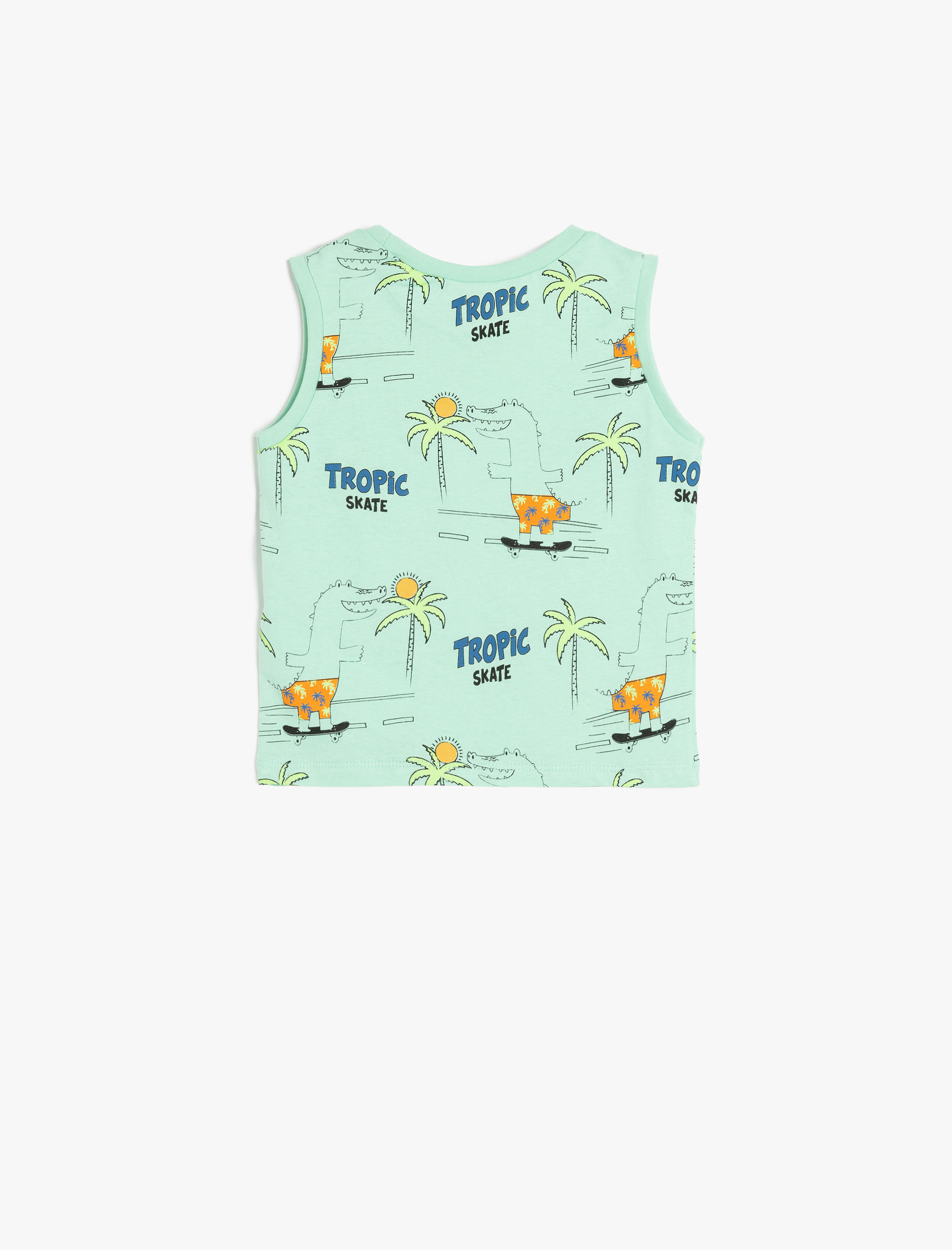  Erkek Bebek Bisiklet Yaka Pamuklu Palmiye Baskılı Atlet