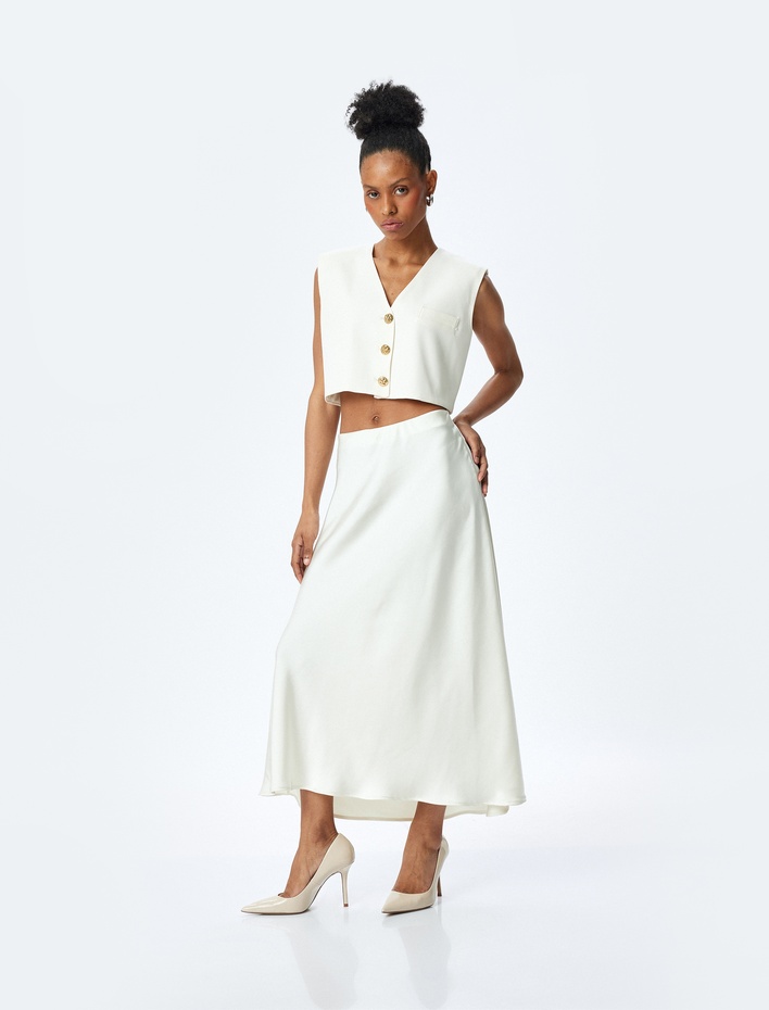  Standart Bel Kloş Uzun Saten Etek