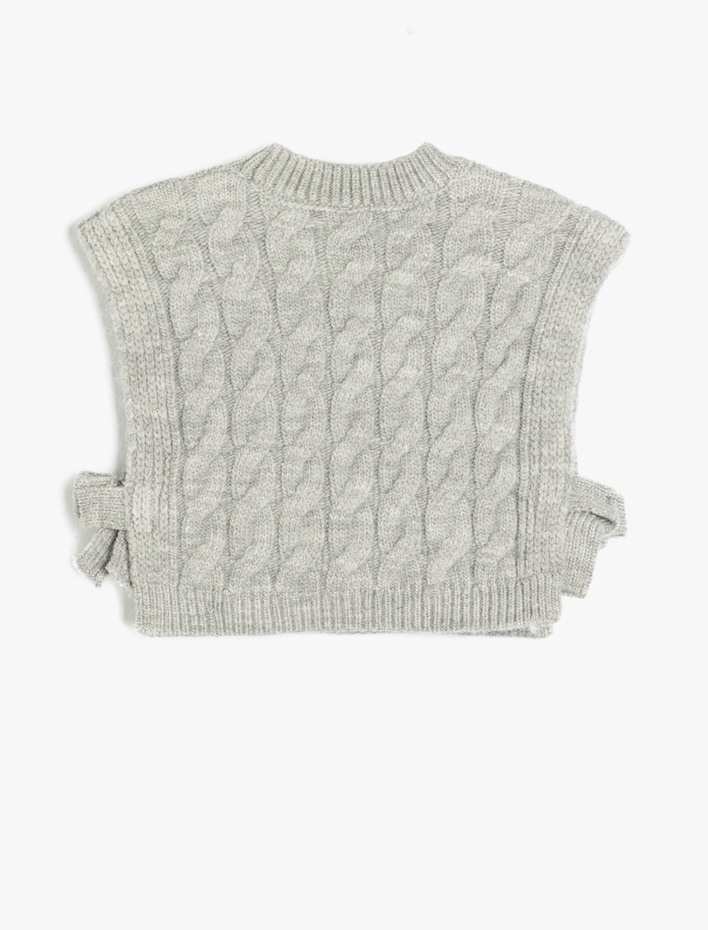 Kız Çocuk Bisiklet Yaka Örgü Detaylı Basic Triko Süveter